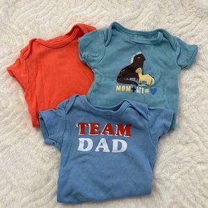 Chick Pea Set of Three Baby Onesies - Blue and Orange